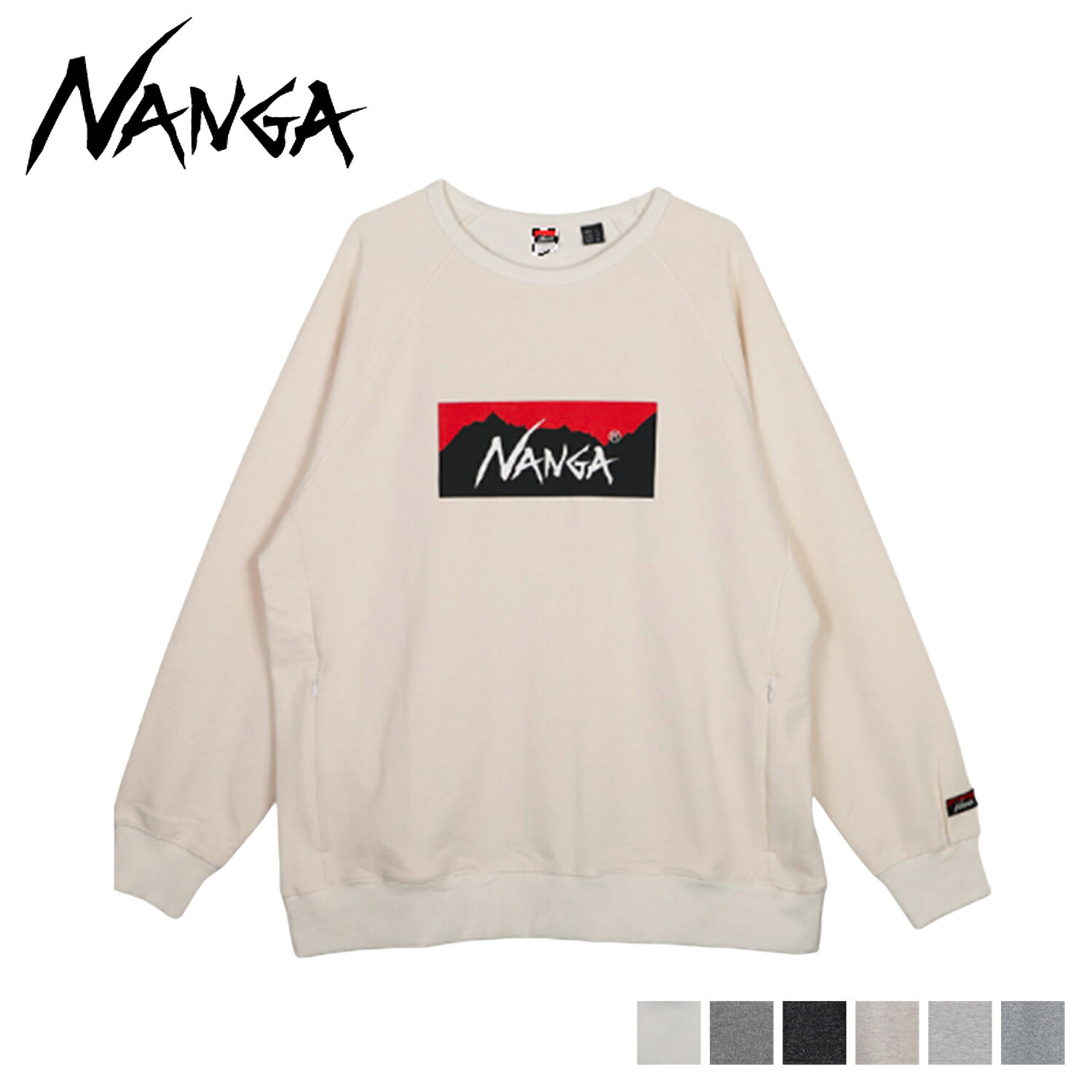 NANGA ナンガ トレーナー スウェット エコ ハイブリット ボックスロゴ メンズ ECO HYBRID BOX LOGO SWEATSHIRT ホワイト グレー ブラック 白 黒 NW2311-1F201