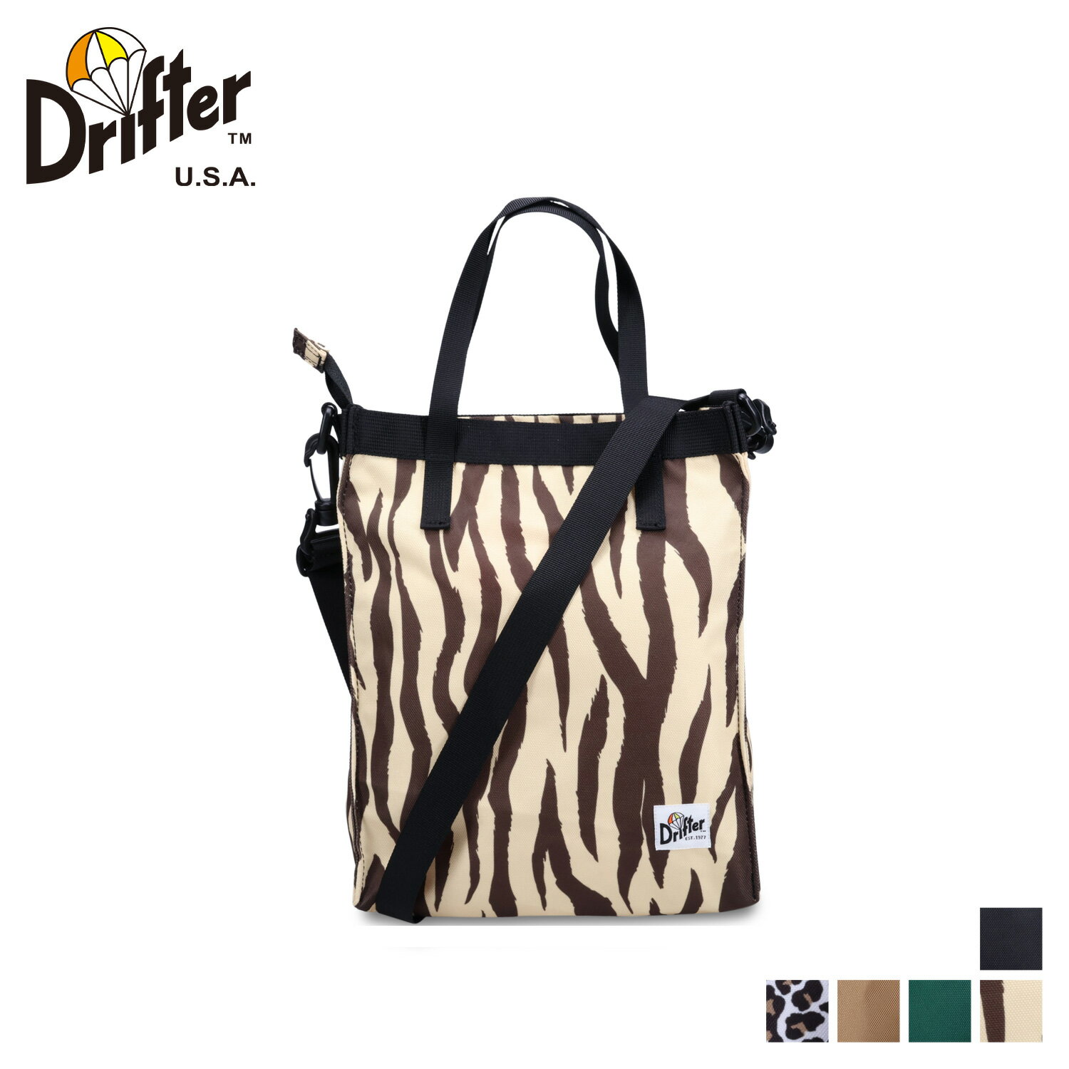 Drifter ドリフター バッグ ショルダーバッグ トートバッグ メンズ レディース RECTANGLE TOTE ブラック ベージュ グリーン レオパード ゼブラ 黒 V1690 母の日