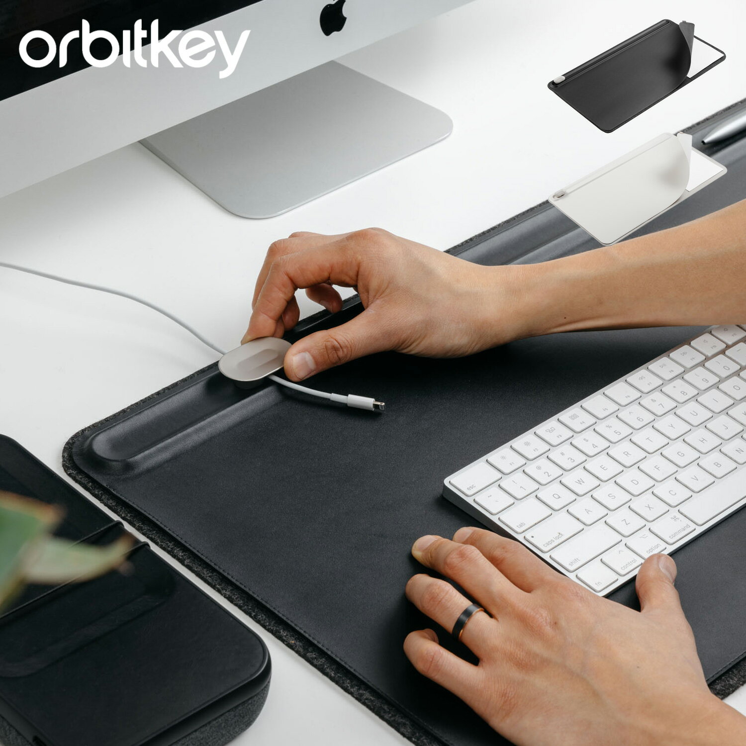 【クーポンで最大1000円OFF！5/16 10:59まで】 オービットキー Orbitkey デスクマット マウス対応 滑り防止 DESK MAT MEDIUM ブラック ベージュ 黒 DKMT-MD1-BKBK