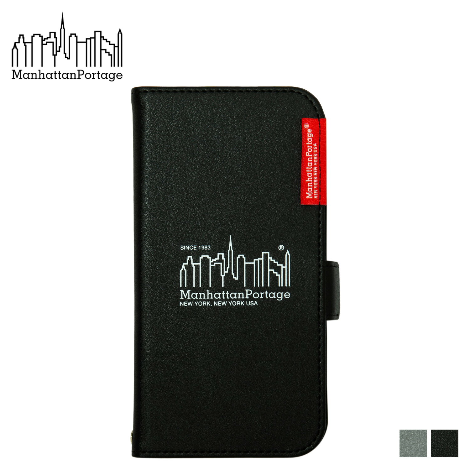 マンハッタンポーテージ Manhattan Portage iPhone 14 13 ケース PUレザー ブックタイプケース メンズ レディース スマホケース 携帯 アイフォン 手帳型 PU LEATHER BOOK TYPE CASE ブラック グレー 黒 iP14-PU-BOOK-02 