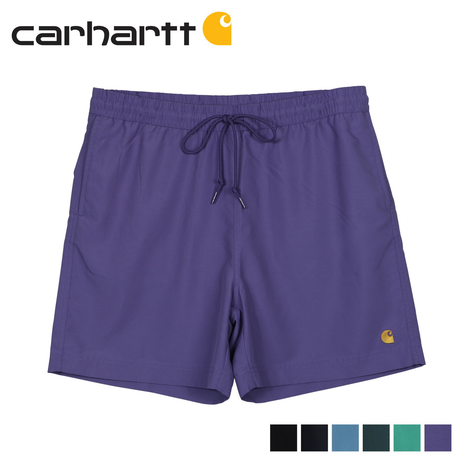 カーハート carhartt ショートパンツ ハーフパンツ チェイス スイム メンズ 水陸両用 CHASE SWIM TRUNKS ブラック ネイビー ブルー グリーン パープル 黒 I026235