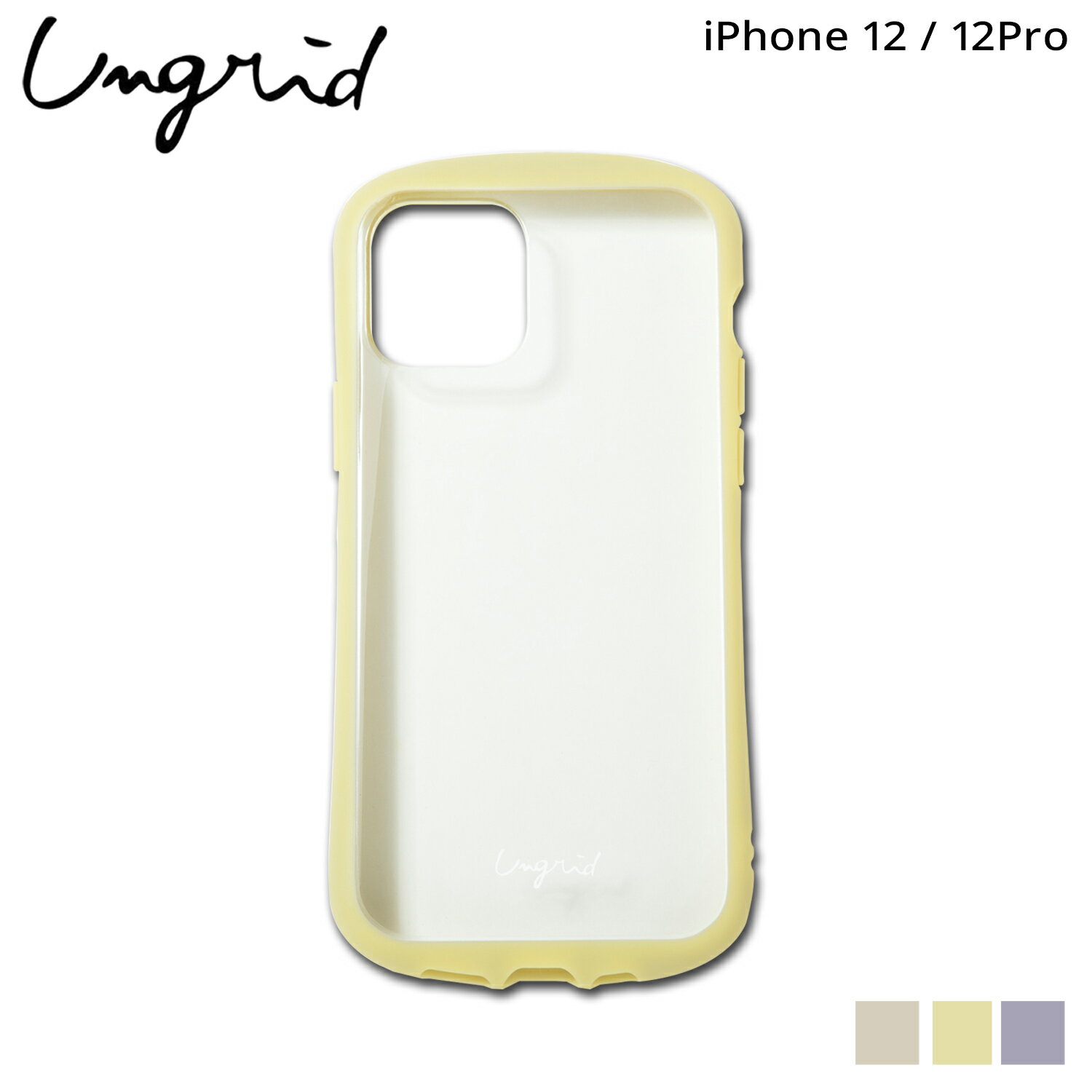 アングリッド Ungrid iPhone 12 12 Pro スマホケース スマホショルダー 携帯 アイフォン レディース EASY GRIP CLEAR CASE TAG STRAP SET ベージュ イエロー パープル IP12-UR 【 ネコポス可 】