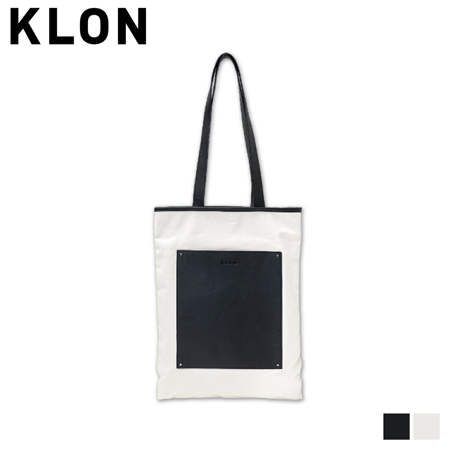 KLON クローン トートバッグ キャンバス メンズ レディース 35L 大容量 A4サイズ対応 PORTRAIT CANVAS TOTE BAG ブラック ホワイト 黒 白 PORT-CAN-TOTE