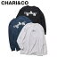 CHARI&CO チャリアンドコー Tシャツ 長袖 ロンT カットソー メンズ コラボ TBS NEWS DIG COLLAGE L/S TEE ブラック ホワイト ネイビー 黒 白