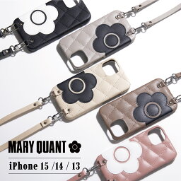 【クーポンで最大1000円OFF！5/16 10:59まで】 MARY QUANT マリークヮント iPhone 15 14 ケース スマホケース スマホショルダー 携帯 レディース PU QUILT LEATHER NEW SLING CASE ブラック ホワイト グレー ブラウン ピンク 黒 白 母の日