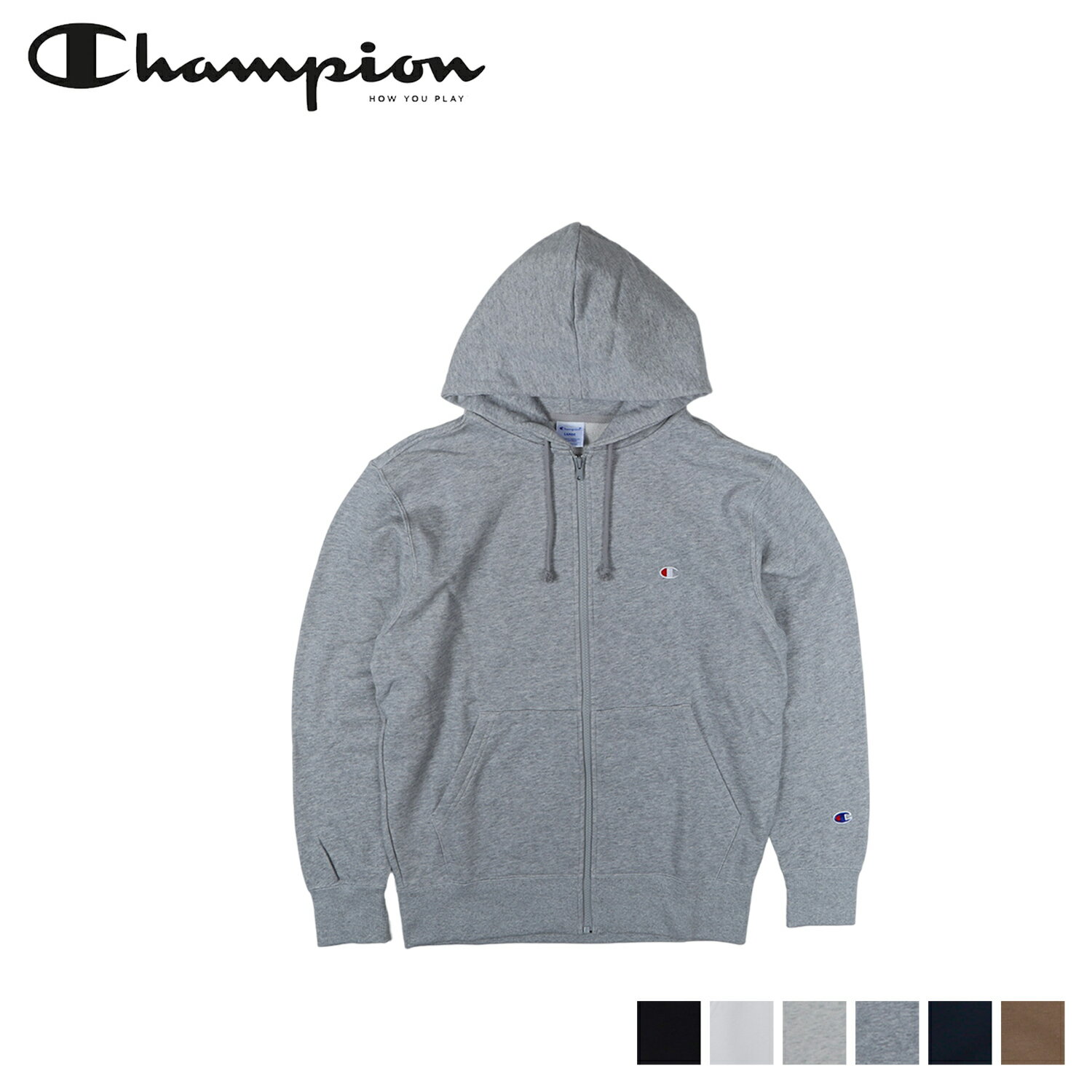 チャンピオン ジップアップパーカー メンズ チャンピオン Champion パーカー スウェット ジップアップ メンズ ZIP FOODED SWEAT SHIRT ブラック ホワイト グレー ネイビー ブラウン 黒 白 C3-Y137