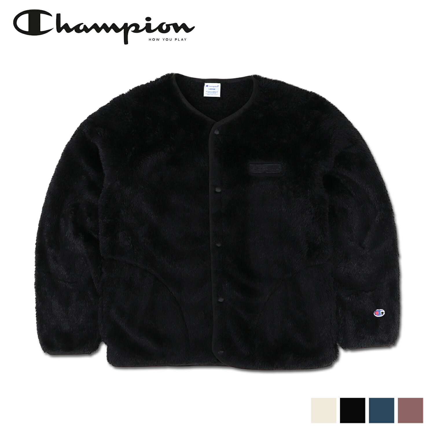 チャンピオン ボアジャケット レディース チャンピオン Champion ジャケット フリースジャケット アウター レディース SNAP JACKET ブラック ホワイト ブルー ピンク 黒 白 CW-Y607