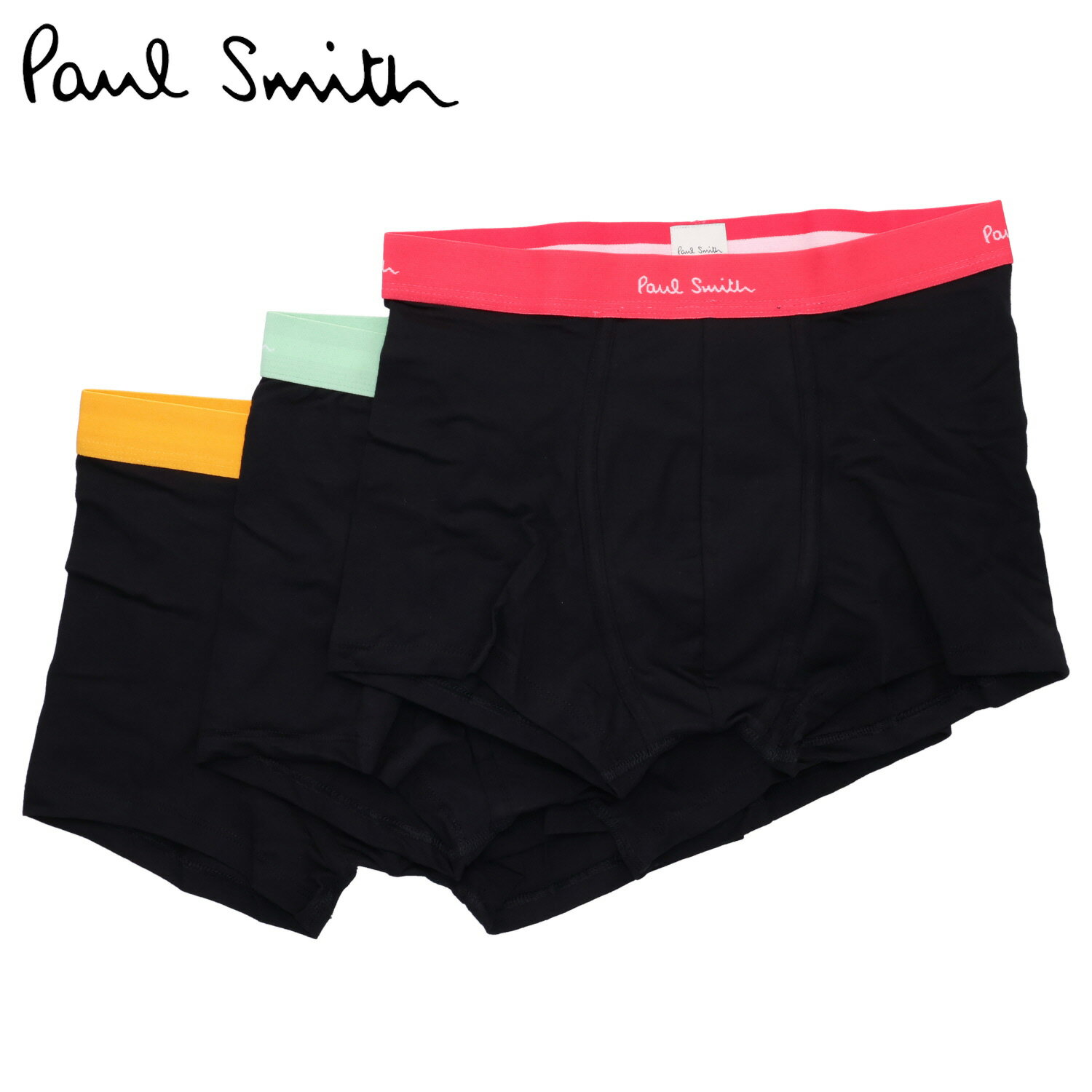 【クーポンで最大1000円OFF！5/16 10:59まで】 ポールスミス Paul Smith ボクサーパンツ 下着 3枚セット インナー アンダーウェア メンズ 前閉じ 無地 メンズ下着 男性 MEN TRUNK 3 PACK ブラック 黒 M1A 914C E3PCKU 79