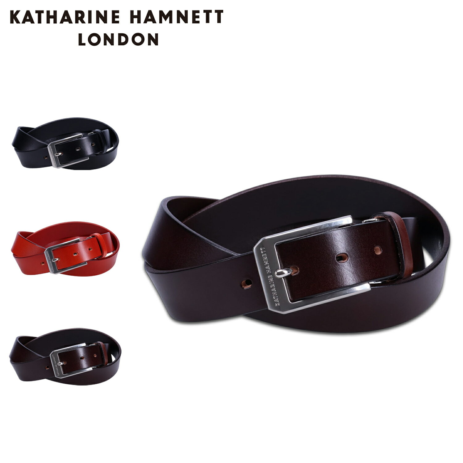 レザーベルト 【クーポンで最大1000円OFF！5/16 10:59まで】 キャサリンハムネット ロンドン KATHARINE HAMNETT LONDON ベルト レザーベルト メンズ 本革 ビジネス LEATHER BELT ブラック ブラウン ダークブラウン 黒 0060123