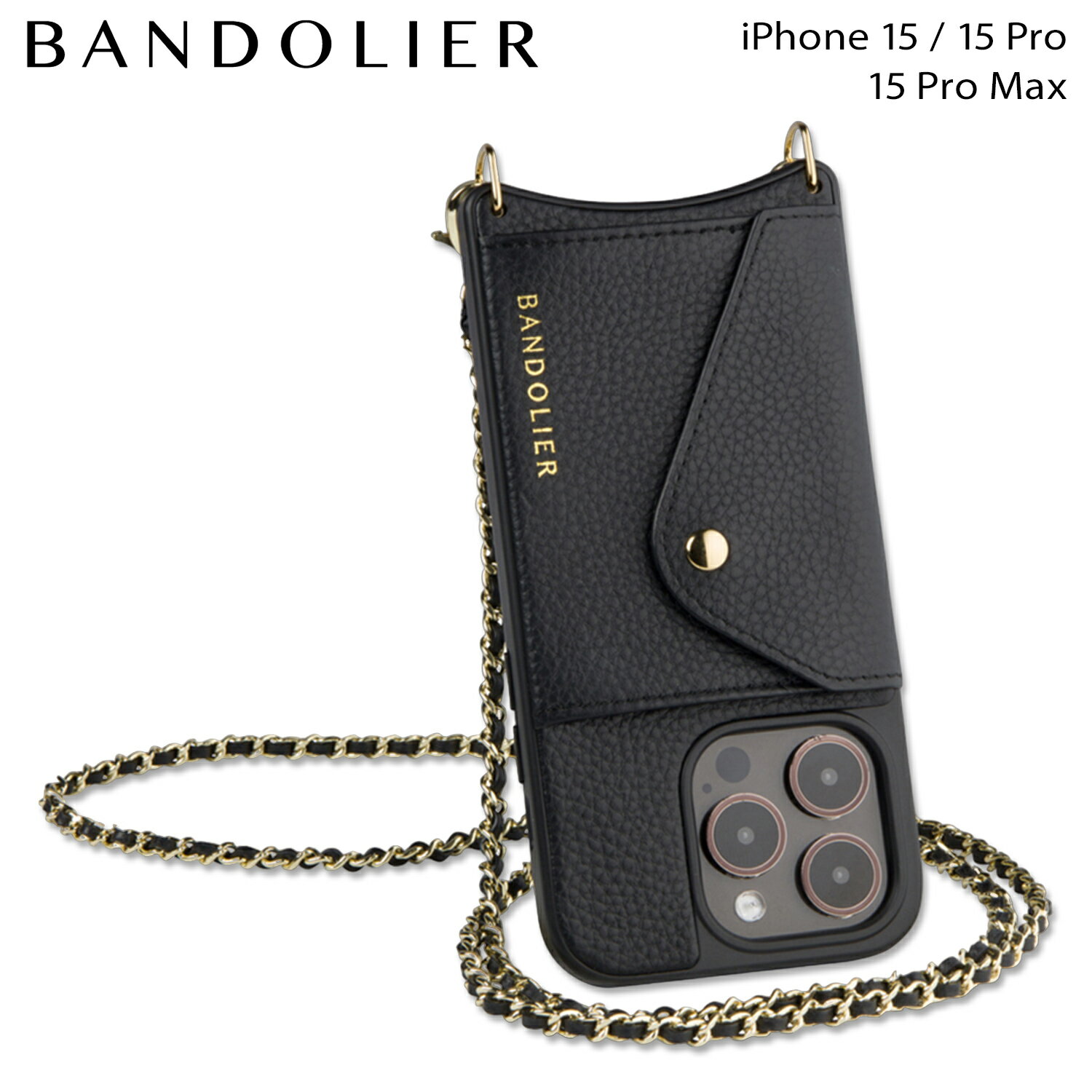BANDOLIER バンドリヤー iPhone15 15Pro iPhone 15 Pro Max スマホケース スマホショルダー 携帯 アイフォン リリー ゴールド バンドレット セット メンズ レディース LILY GOLD BANDOLET SET ブラック 黒 14LIL