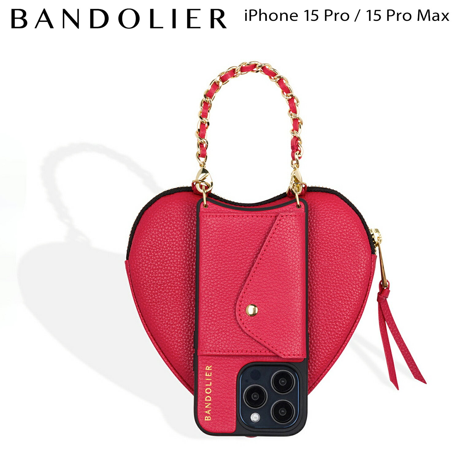 BANDOLIER バンドリヤー iPhone 15Pro iPhone 15 Pro Max スマホケース スマホショルダー バンドレット ポーチ セット 携帯 アイフォン メンズ レディース LILY BANDOLET HEART SET RED レッド 36LHE