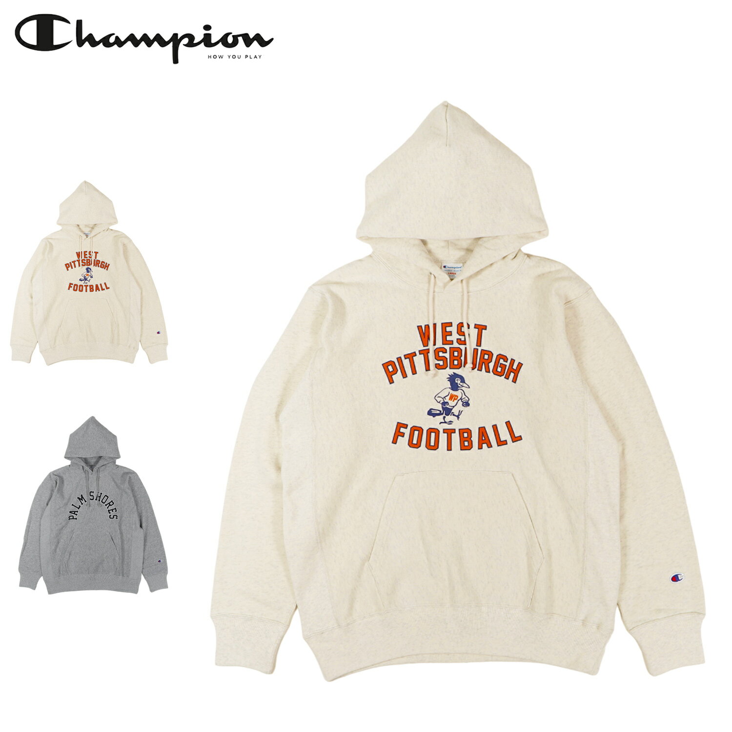 【 最大1000円OFFクーポン！12/2 11:59まで 】 チャンピオン Champion リバースウィーブ パーカー プルオーバー スウェット シャツ メンズ レディース 裏起毛 REVERSE WEAVE HOODED SWEATSHIRT オフ ホワイト グレー C3-Z104のサムネイル