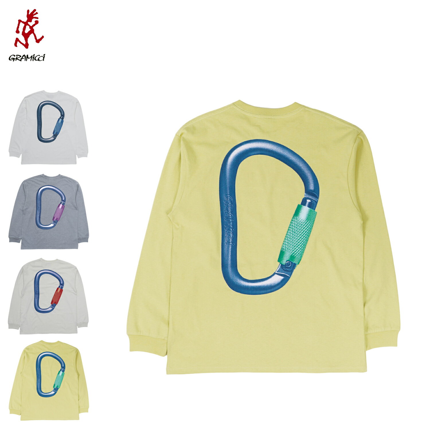 楽天スニークオンラインショップGramicci グラミチ Tシャツ 長袖 ロンT カットソー カラビナ メンズ レディース CARABINER L/S TEE ホワイト グレー ベージュ イエロー 白 G4SU-T082