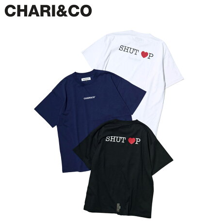 CHARI&CO チャリアンドコー Tシャツ 半袖 メンズ SHUT HEART UP ON BACK TEE ブラック ホワイト パープル 黒 白