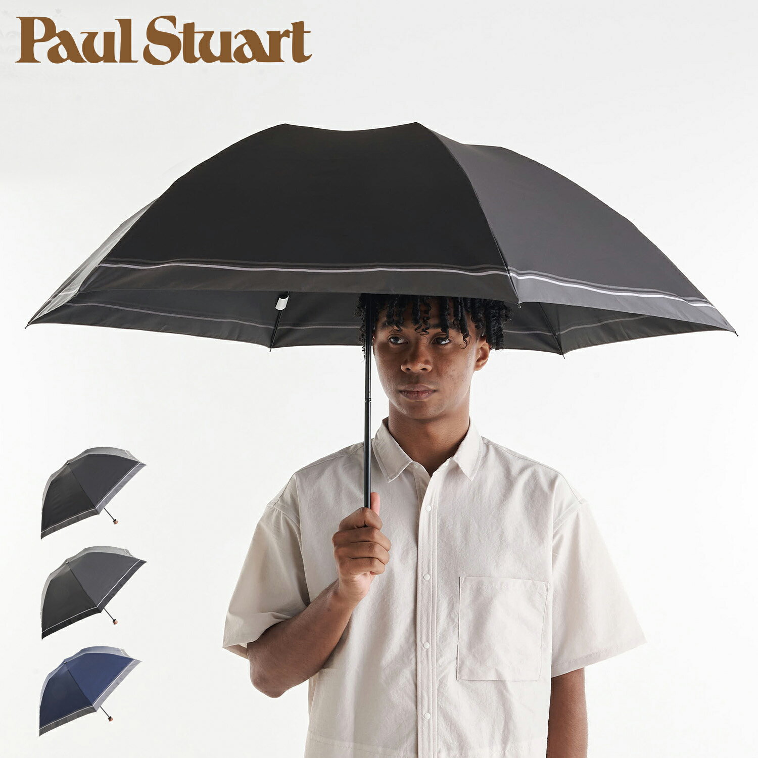 ポールスチュアート Paul Stuart 折りたたみ傘 雨傘 ミニ メンズ 60cm 軽い 大きい FOLDING UMBRELLA ..