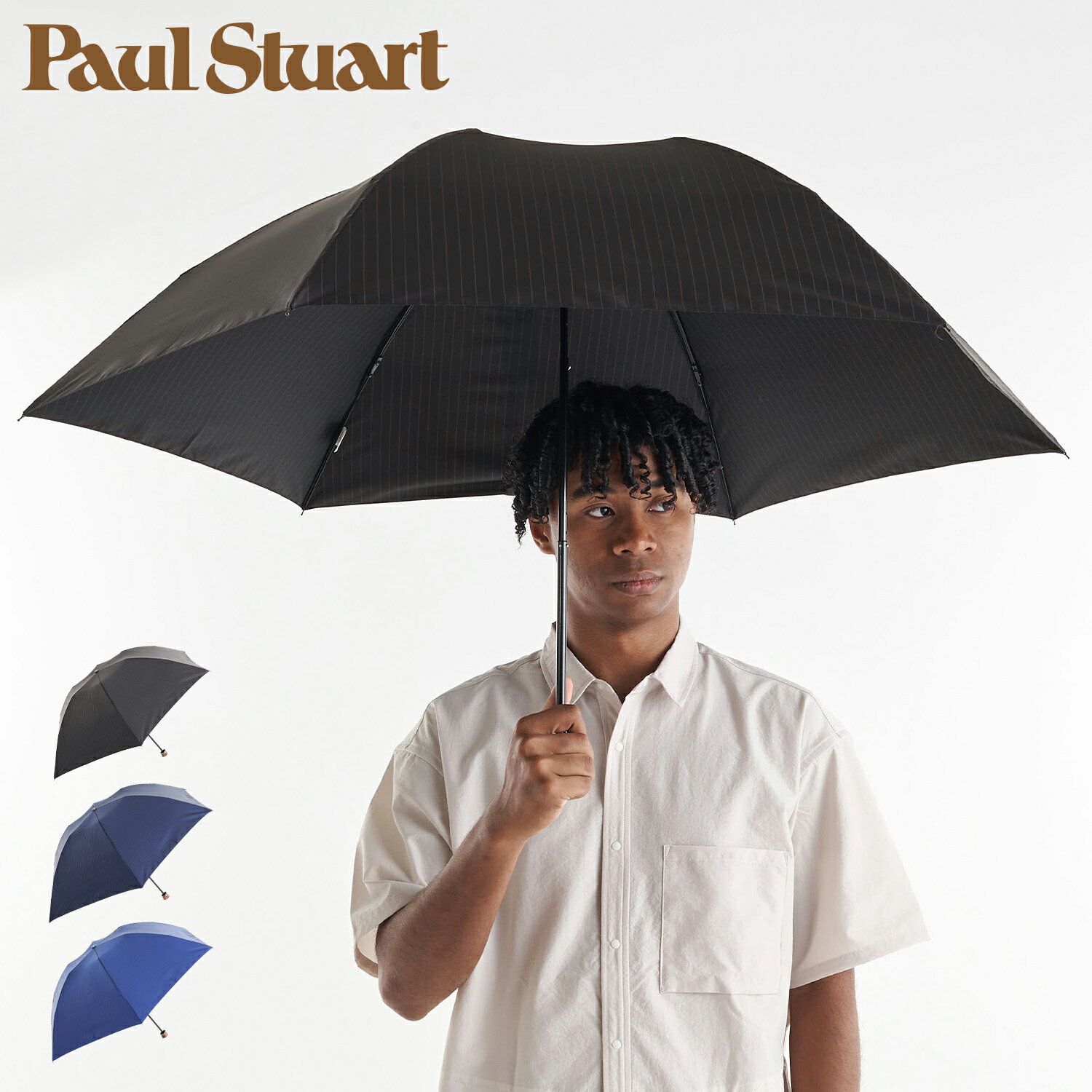 ポールスチュアート Paul Stuart 折りたたみ傘 雨傘 ミニ メンズ 60cm 軽い 大きい FOLDING UMBRELLA ..