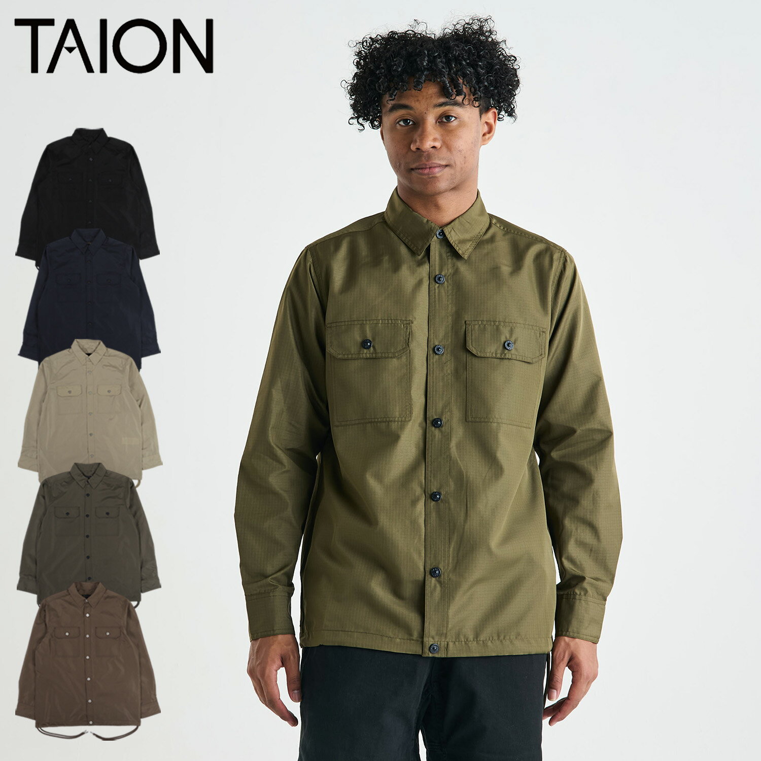 TAION タイオン シャツ ミリタリー ノンダウン ロング スリーブシャツ メンズ 長袖 N/D MILITARY LONG SLEEVE SHIRTS ブラック ネイビー ベージュ カーキ ブラウン 黒 TAION-109SHNDML-1