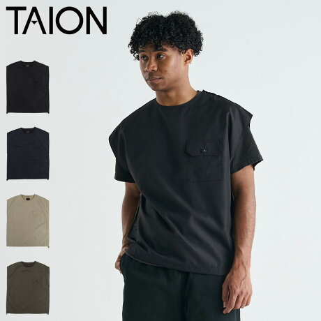 TAION タイオン ベスト プルオーバー ノースリーブ ノンダウン ミリタリー カットソー メンズ NON DOWN MILITARY NO SLEEVE CUT SEW ブラック ネイビー ベージュ カーキ 黒 TAION-CS01NDML-1