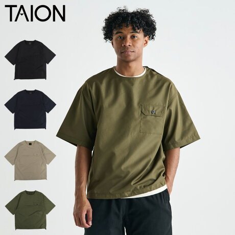 TAION タイオン Tシャツ ノンダウン ミリタリー ハーフ スリーブ カットソー メンズ 半袖 NON DOWN MILITARY HALF SLEEVE CUT SEW ブラック ネイビー ベージュ カーキ 黒 TAION-CS02NDML-1