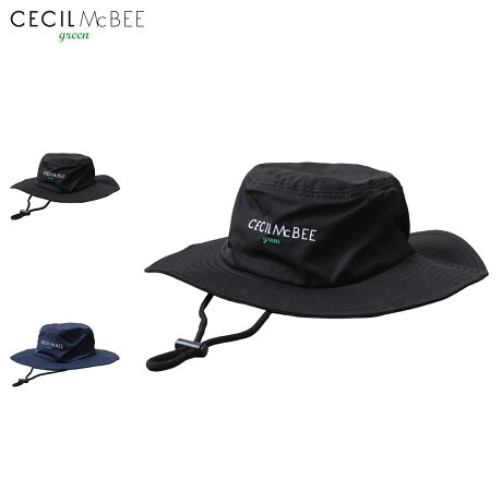 セシルマクビーグリーン CECIL McBEE green ハット 帽子 バケットハット ゴルフ レディース 紐付き 弱撥水ハット ブラック ネイビー 黒 CGS2510HT