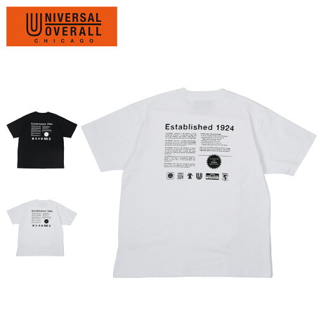 ユニバーサルオーバーオール UNIVERSAL OVERALL Tシャツ 半袖 メンズ VINTAGE TEXT LOGO TEE ブラック ホワイト 黒 白 U2413209A