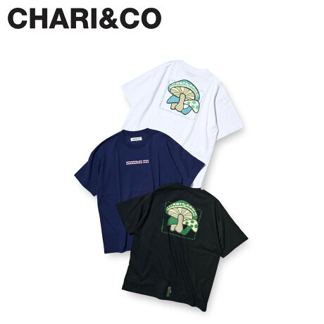 CHARI&CO チャリアンドコー Tシャツ 半袖 メンズ THREE MUSHROOM TEE ブラック ホワイト パープル 黒 白