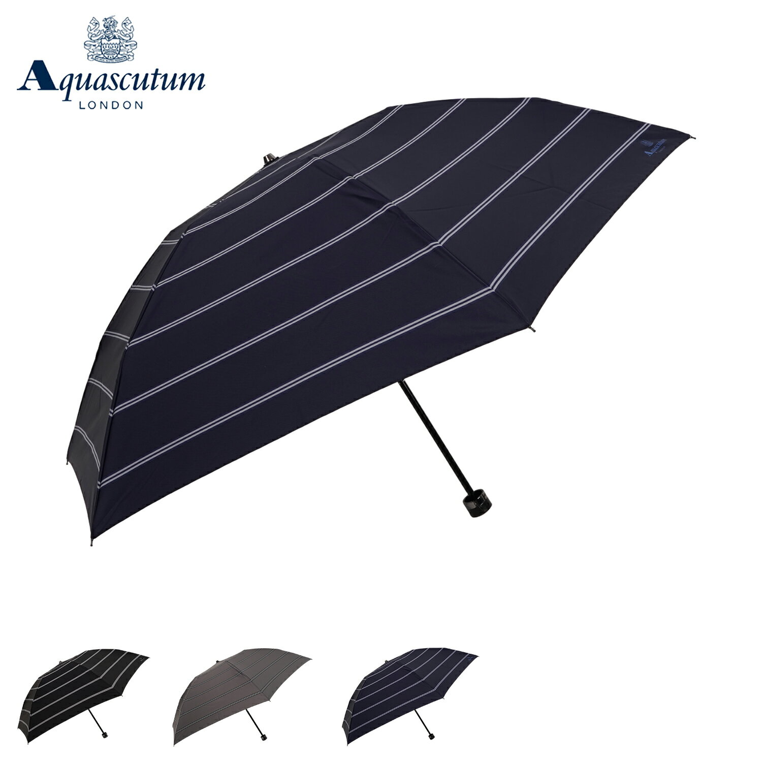アクアスキュータム AQUASCUTUM 雨傘 折りたたみ メンズ 60cm ミニ コンパクト MINI UMBRELLA ブラック グレー ネイビー 黒 1AQ 18002