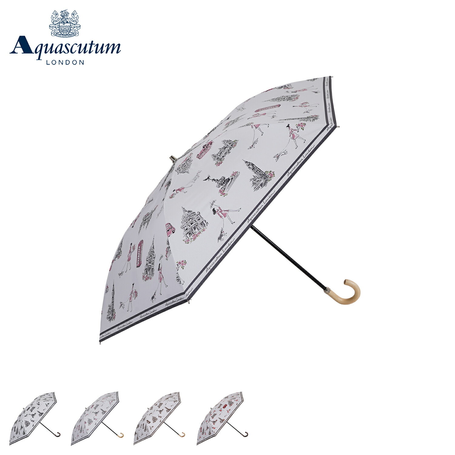 アクアスキュータム AQUASCUTUM 日傘 折りたたみ 完全遮光 軽量 晴雨兼用 雨傘 レディース 50cm 一級遮光 遮熱 UVカット 紫外線対策 ミニ コンパクト トップフラット FOLDING UMBRELLA グレー ベージュ 1AQ 22056