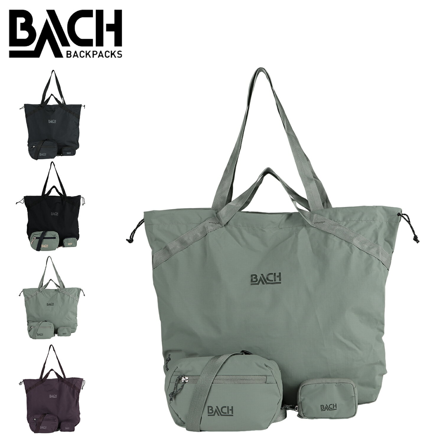 BACH バッハ トートバッグ ウエストポーチ 財布 3点セット メンズ レディース 25L ITSY BITSY 25L TOTE BAG SET WALLET and POUCH 3pcs ブラック グリーン パープル 黒 420987SET