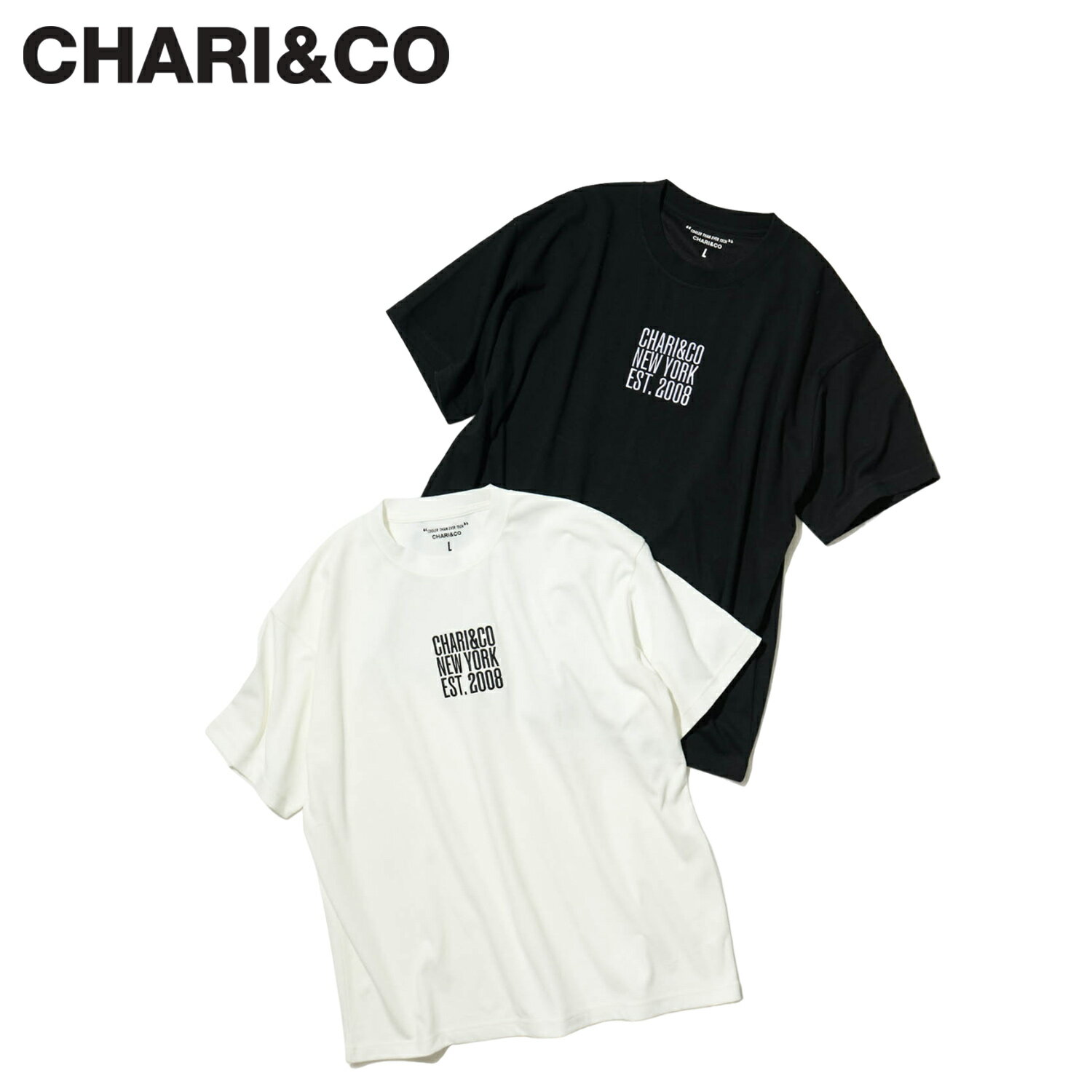 CHARI&CO チャリアンドコー Tシャツ 半袖 メンズ EST.2008 COOLER TEE ブラック ホワイト 黒 白