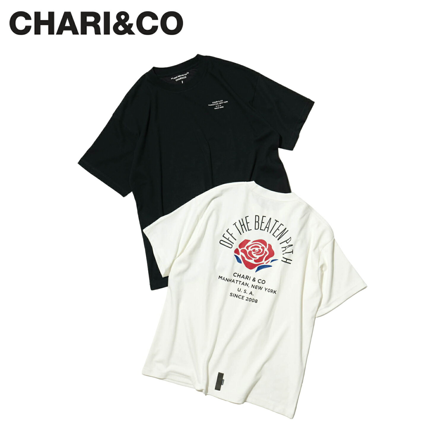 CHARI&CO チャリアンドコー Tシャツ 半袖 メンズ OFF THE BEATEN PATH COOLER TEE ブラック ホワイト 黒 白