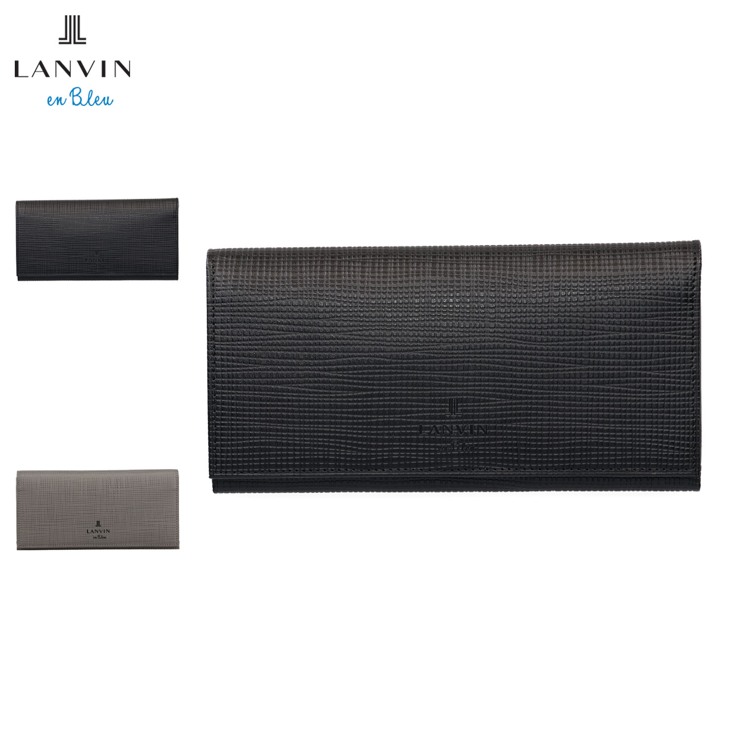 Rakuten - 【最大1000円OFFクーポン発行中 6/26 11:59まで！】 ランバンオンブルー LANVIN en Bleu 財布 長財布 メンズ 本革 ゼブダ ブラック グレー 黒 529616