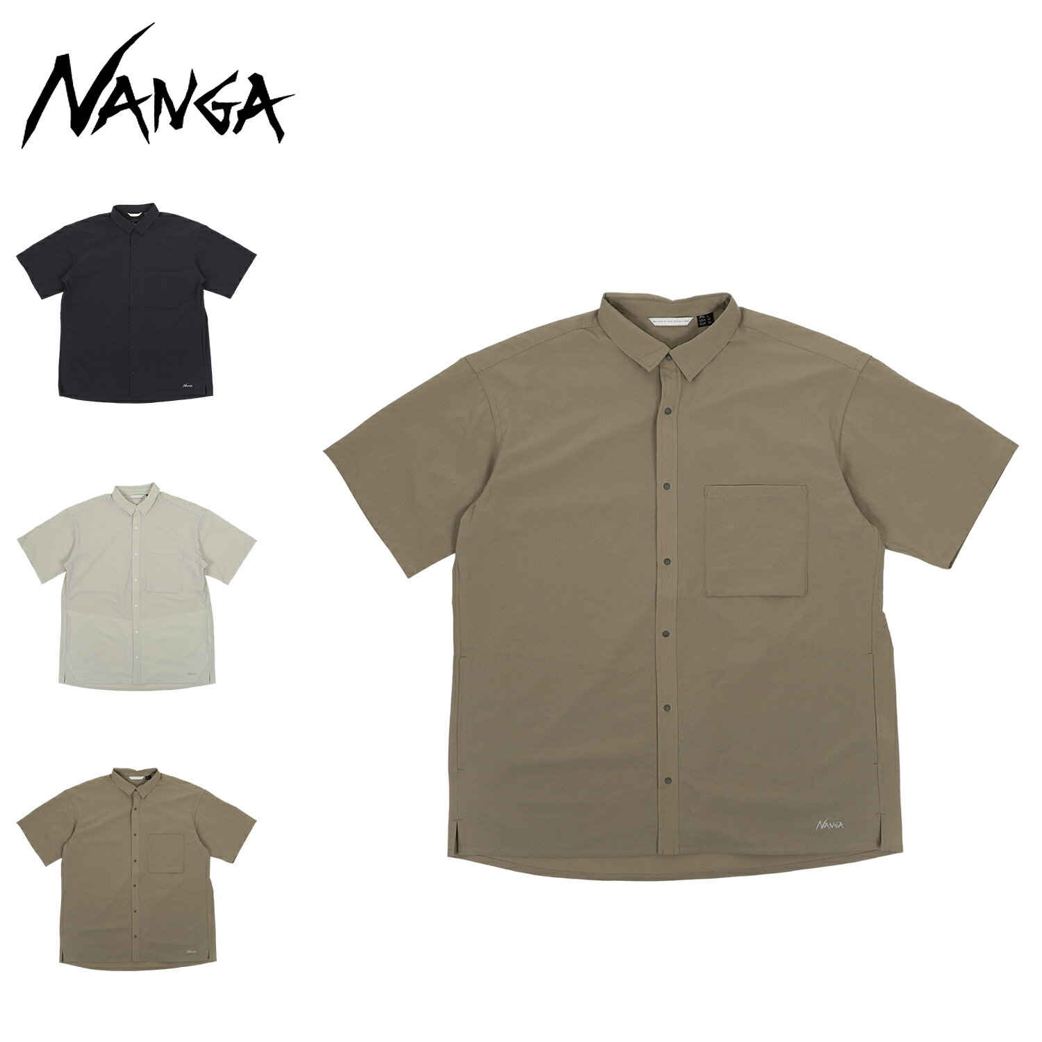 NANGA ナンガ シャツ 半袖 ドットエア コンフィー ショートスリーブ メンズ 薄手 Dot Air COMFY S/S SHIRT ブラック ライトベージュ ベージュ 1E900