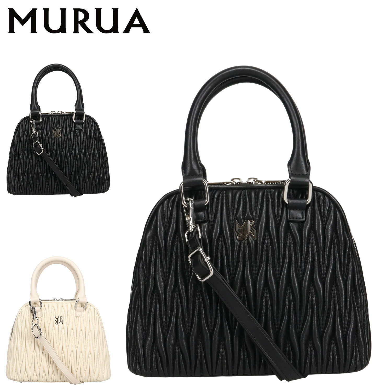 MURUA ムルーア バッグ ショルダーバッグ ハンドバッグ キルティング レディース 斜めがけ QUILTING SERIES ブラック ホワイト 黒 白 MR-B1265