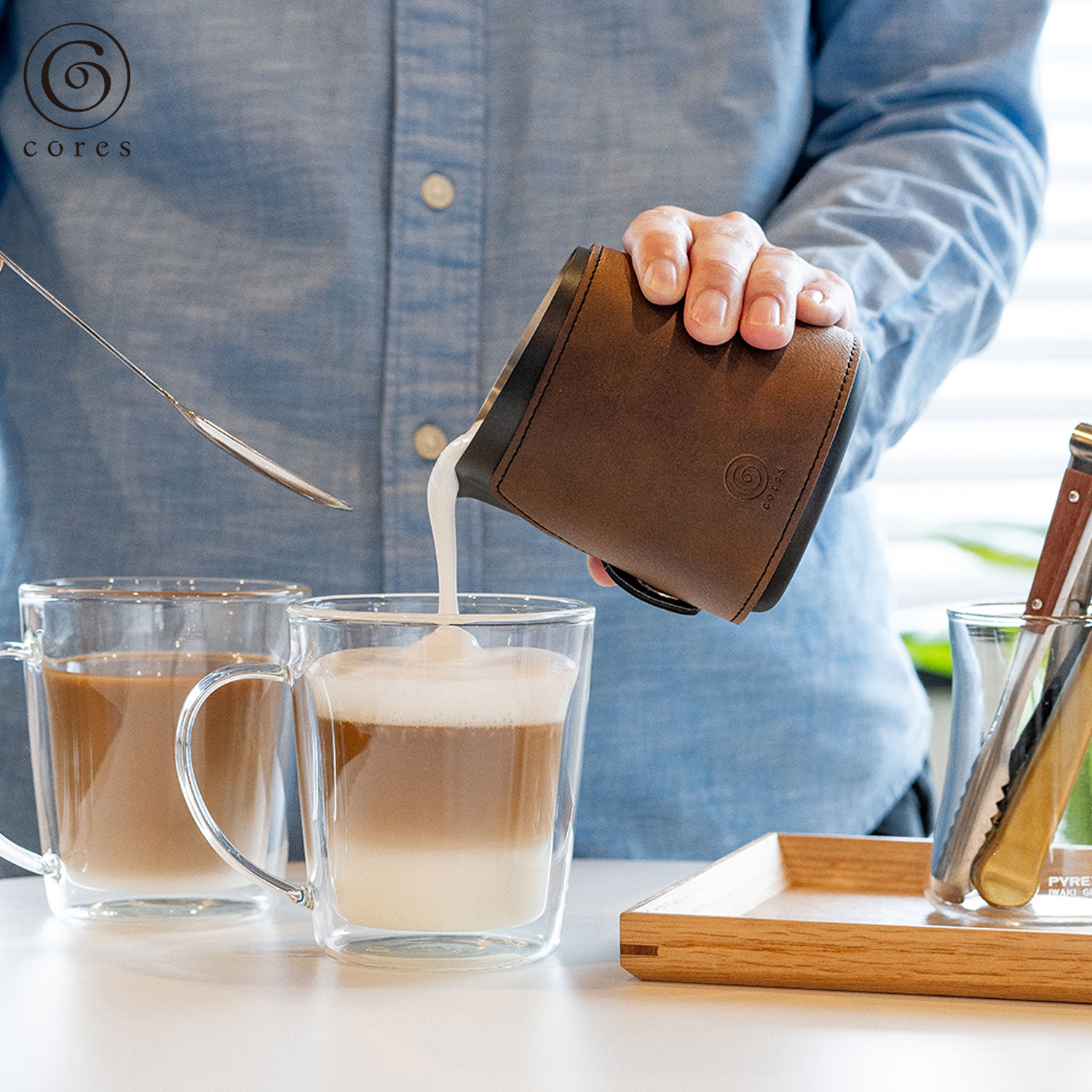 cores コレス ミルクジャグ ミルクピッチャー 400ml ステンレス ラテアート ブラック 黒 C480