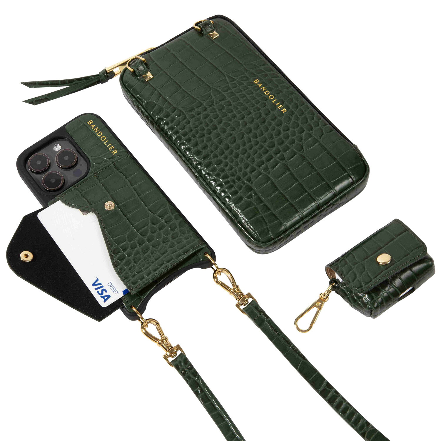 BANDOLIER �Х�ɥ�䡼 AirPods Pro������ ���С� �������ݥå� �ץ� �ݡ��� �����ݥåɥץ� �������ݥå� �������ݥå� �ץ� �ݡ��� ���������꡼�� ��� ��ǥ����� AirPods Pro POUCH DARK GREEN 46AVE