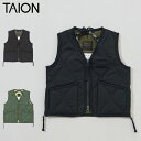 TAION タイオン インナーダウン ベスト ジレ アウター 子供服 ミリタリー Vネックジップ キッズ MILITARY V-NECK ZIP ブラック オリ...
