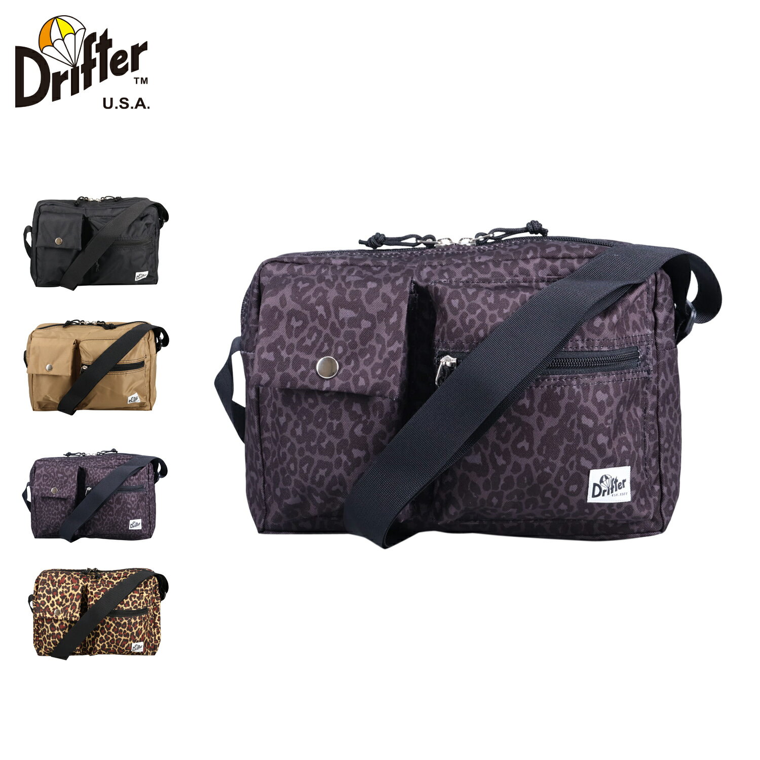 【最大1000円OFFクーポン発行中 10/31 9:59まで!】 ドリフター Drifter バッグ ショルダーバッグ ウェインショルダー メンズ レディース 4L 斜めがけ 軽量 WAYNE SHOULDER ブラック ベージュ レオパード 黒 DFV4700