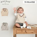 mocmof モクモフ ベビー服 子供服 ニットベスト キッズ ベビー 70-90cm対応 赤ちゃん Vネックニットベスト アイボリー ライト グレー 622-577280