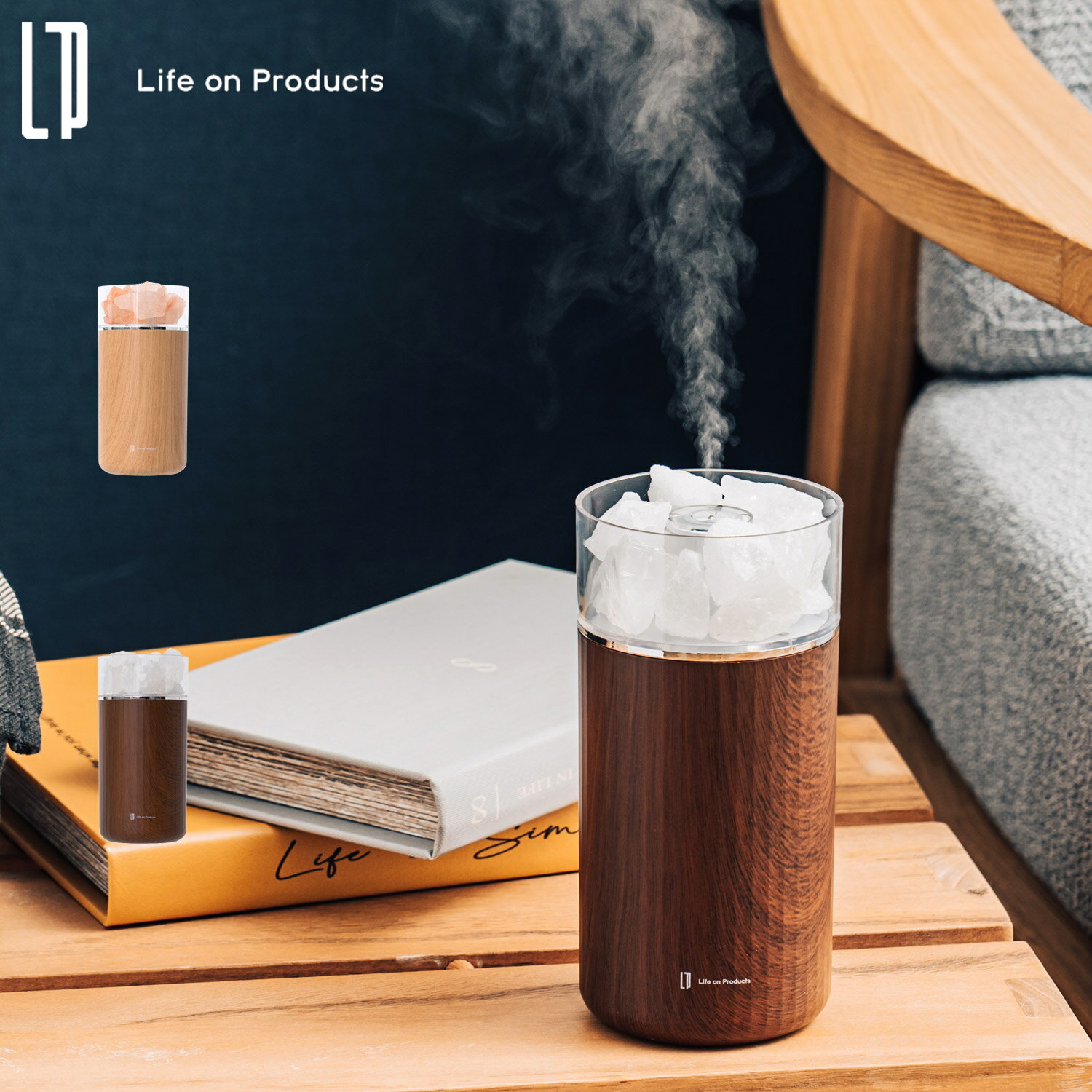 ライフオンプロダクツ Life on Products 加湿器 卓上 小型 お手入れ簡単 400ml スチーム式 アロマ ライト機能 間欠運転モード オートオフ...