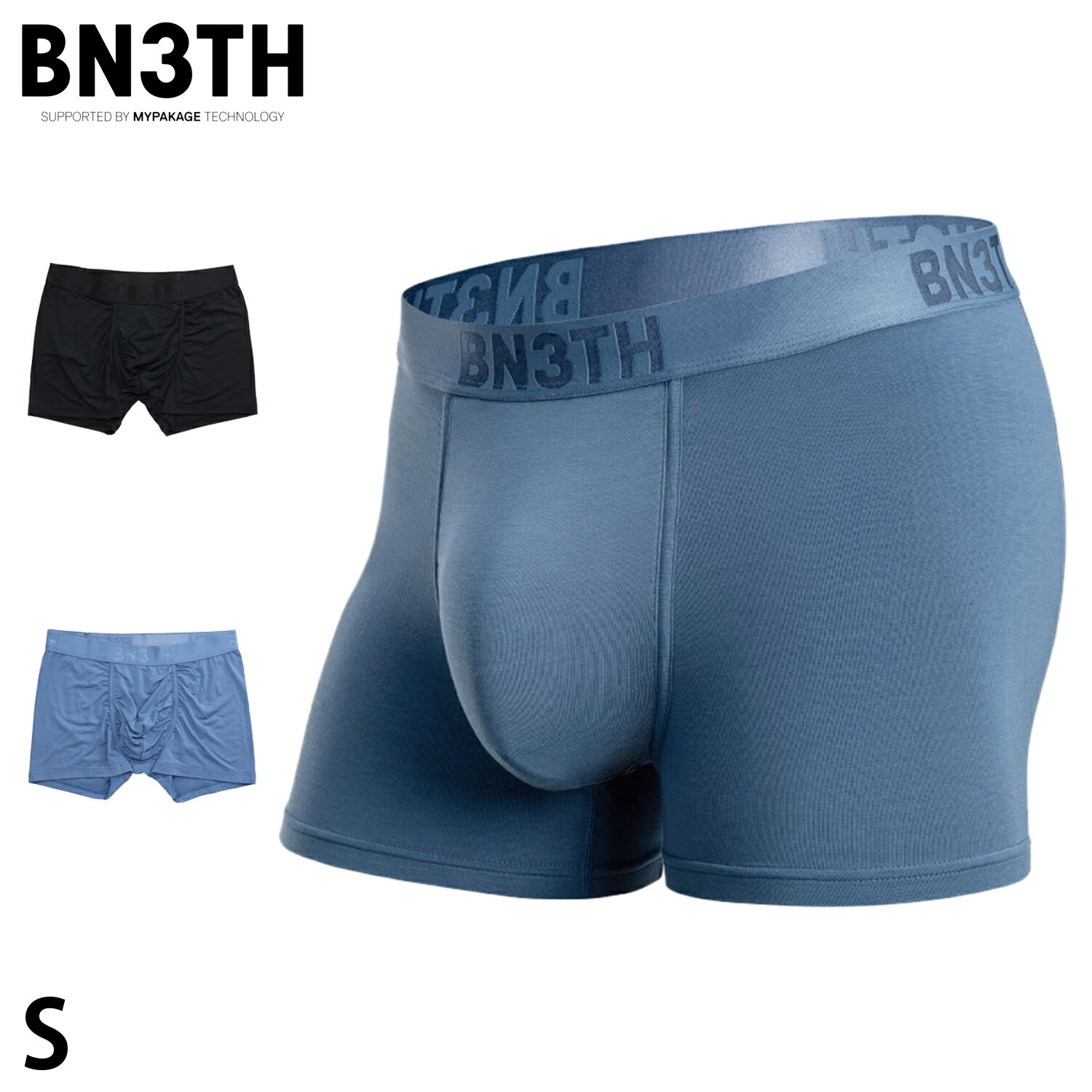 BN3TH ベニス ボクサーパンツ ボクサーブリーフ インナー アンダーウェア 下着 メンズ 前閉じ CLASSIC WITH FLY TRUNK SOLID ブラック グレー 黒 BNCWT