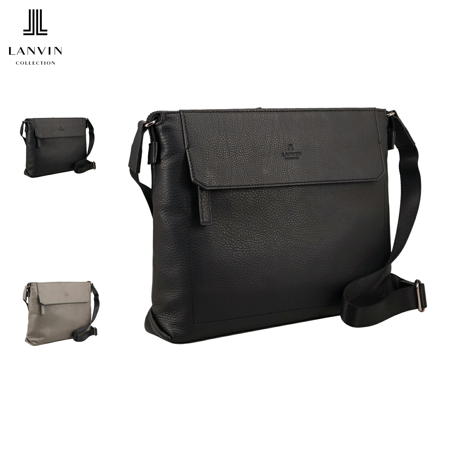 ランバン コレクション LANVIN COLLECTION バッグ ショルダーバッグ カンヌ ビジネスバッグ メンズ A4 斜めがけ 大人 軽量 本革 撥水 ブラック グレー 黒 285113
