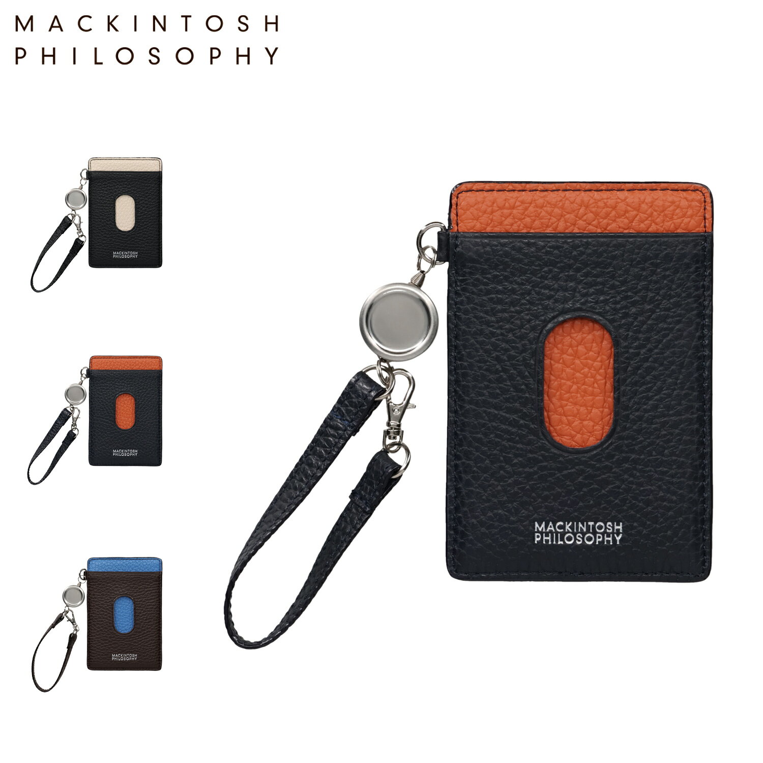 マッキントッシュ フィロソフィー MACKINTOSH PHILOSOPHY パスケース メンズ リール付き 定期入れ 本革 ブラック ネイビー ダーク ブラウン 黒 MAPW-00561
