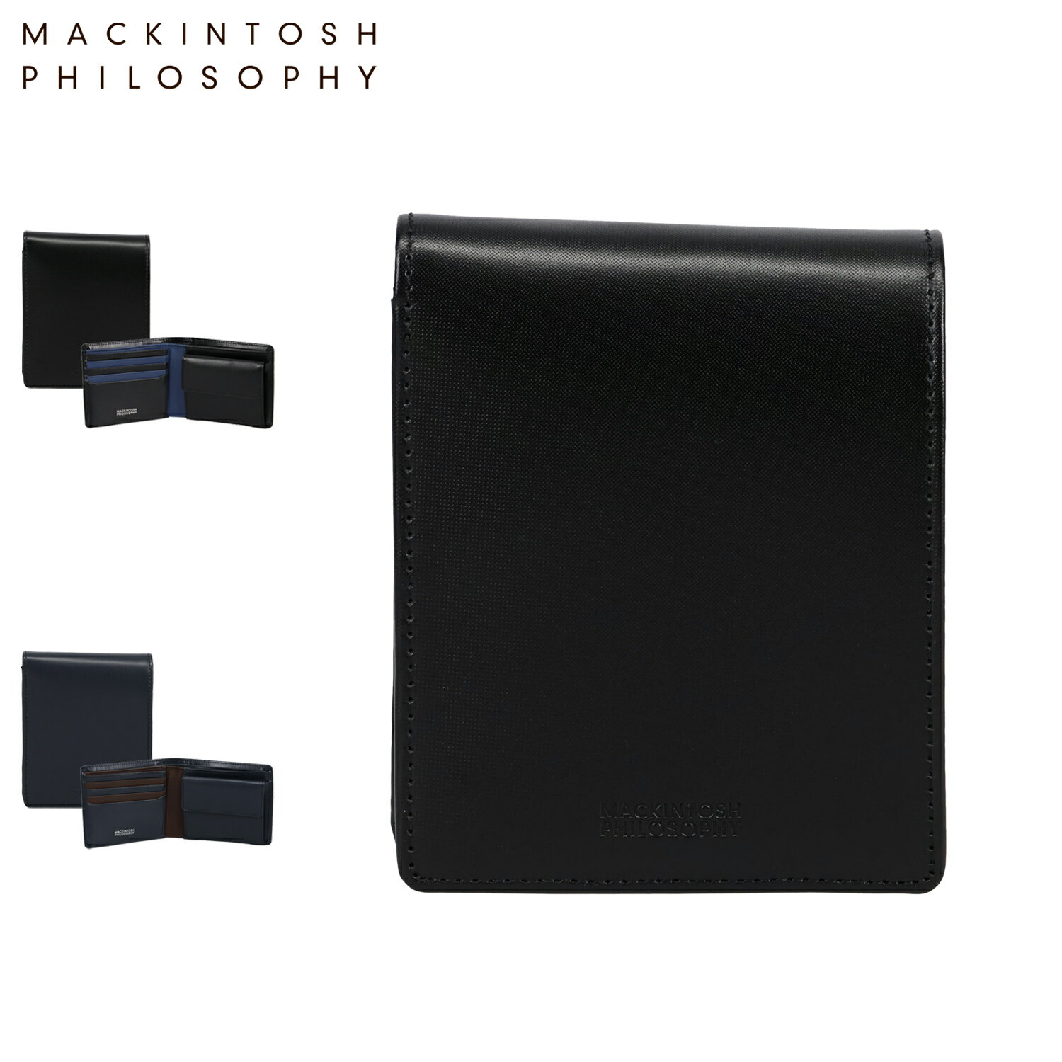 マッキントッシュ フィロソフィー MACKINTOSH PHILOSOPHY 財布 二つ折り メンズ 小銭入れ付 本革 ブラック ネイビー 黒 MAPW-00622