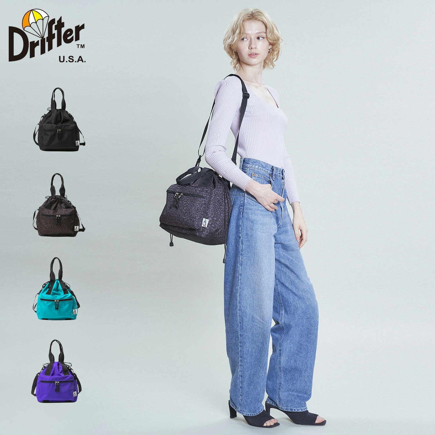 Rakuten - 【最大1000円OFFクーポン発行中 6/26 11:59まで！】 Drifter ドリフター バッグ トートバッグ ショルダー ハンドルポケット メンズ レディース 斜めがけ 大人 軽量 HANDLE POCKET TOTE ブラック レオパード ブルー パープル 黒 DFV1227