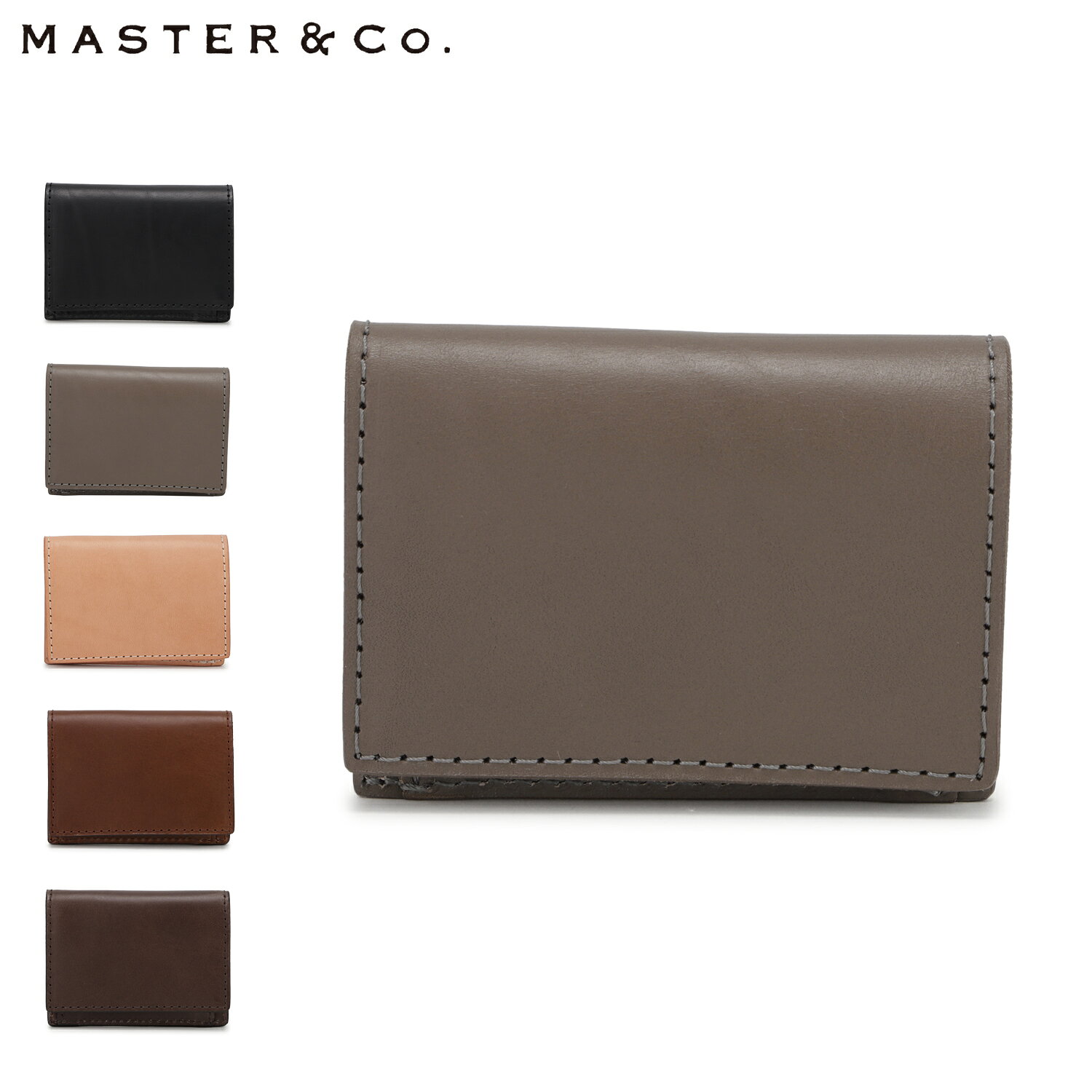 MASTER&Co. マスターアンドコー カードケース 財布 小銭入れ コインケース パスケース マネークリップ付き 二つ折り 札ばさみ ブッテロ メンズ レディース 本革 コンパクト ブラック グレー ベージュ ブラウン 黒 MC1334