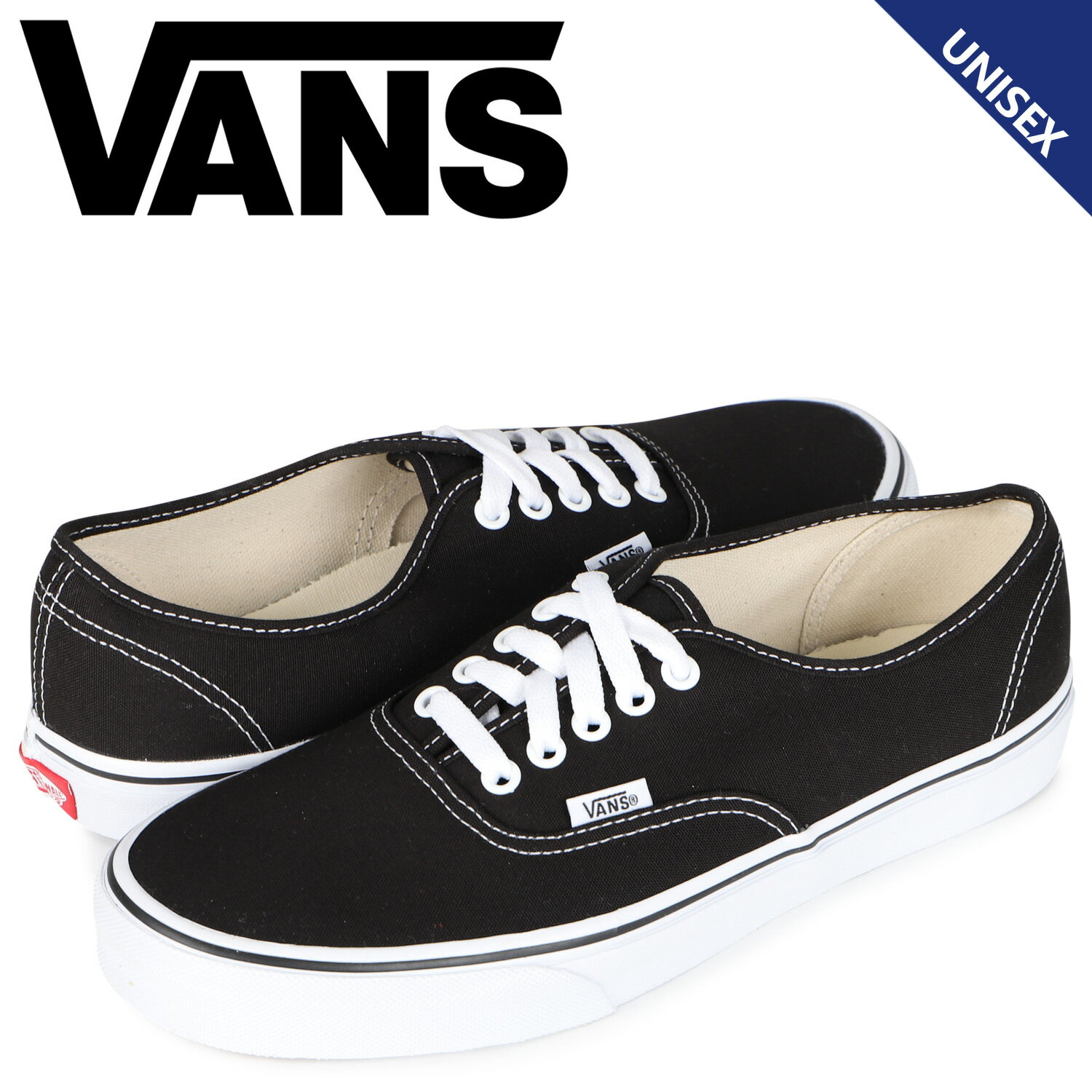 VANS ヴァンズ オーセンティック スニーカー メンズ レディース バンズ AUTHENTIC ブラック 黒 VN000EE3BLK