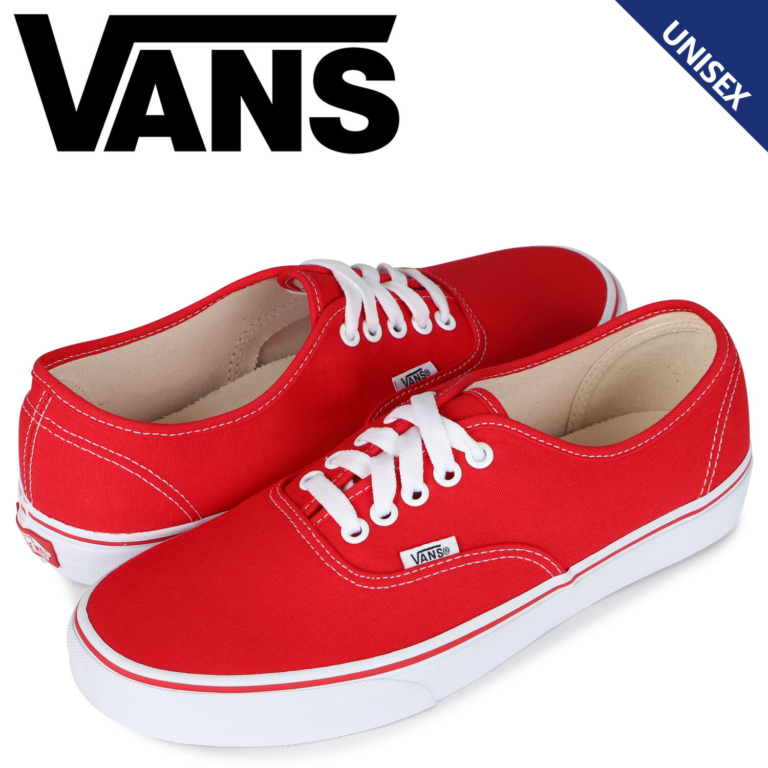 VANS ヴァンズ オーセンティック スニーカー メンズ レディース バンズ AUTHENTIC VN000EE3RED レッド