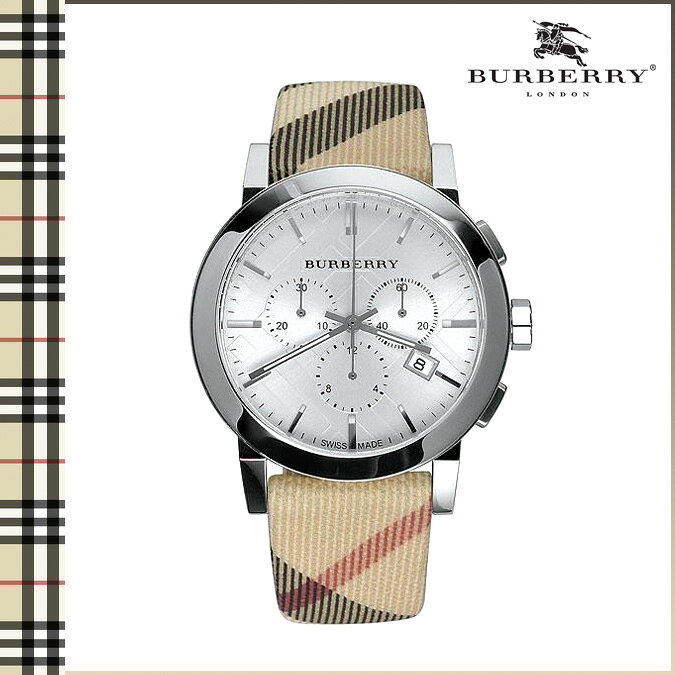 送料無料 バーバリー BURBERRY 腕時計 メンズ レディース 42mm クロノグラフ ウォッチ 時計 2014年 入荷 BU9357 シルバー×チェック THE CITY ユニセックス [ 正規 あす楽 ]