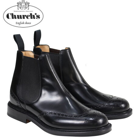 チャーチ Churchs 靴 ブーツ サイドゴア ショートブーツ ウイングチップ メンズ KETSBY CHELSEA BOOTS ブラック ETB001